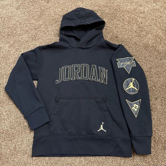 Jordan Other - Jordan Boys Hoodie Youth Small 8–10 Black Pullover Jumpman Take Flight Patches